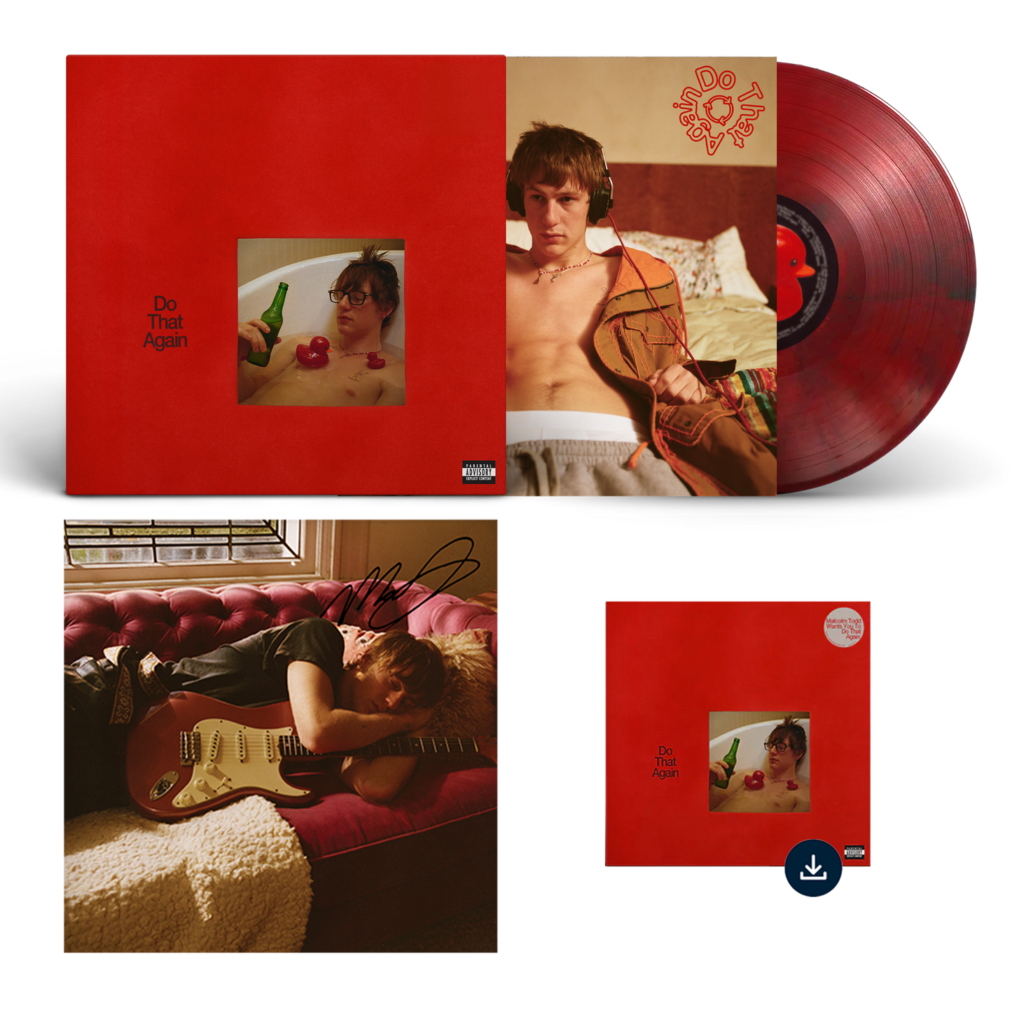 Do That Again Red & Black Splish Vinyl + Signed Insert + Digital Download Bundle