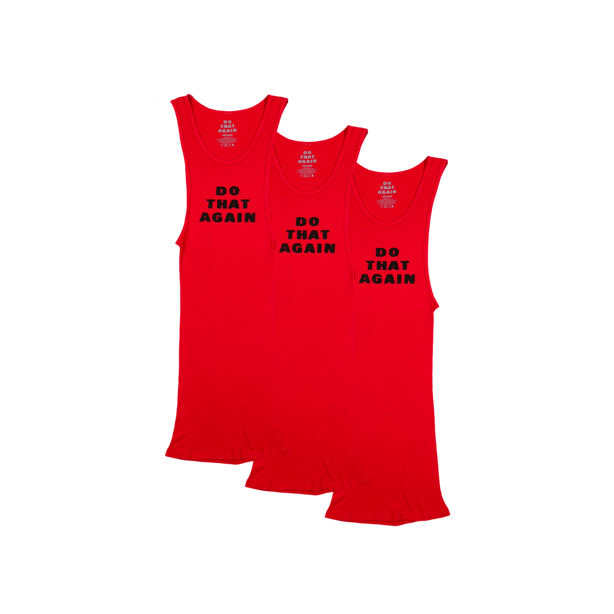 Do That Again Red Ribbed Tank (Set Of 3)